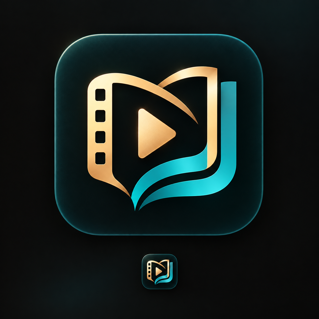 YourLifeStory gold filmstrip and teal storybook emblem